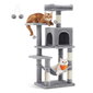 Kissan raapimispuu PCT261W01, 112 cm, harmaa hinta ja tiedot | Raapimispuut ja kiipeilypuut | hobbyhall.fi