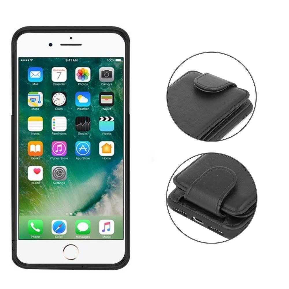 Mocco Smart Wallet Eco Leather Case - Card Holder For Apple iPhone 7 Plus / iPhone 8 Plus Black hinta ja tiedot | Puhelimen kuoret ja kotelot | hobbyhall.fi