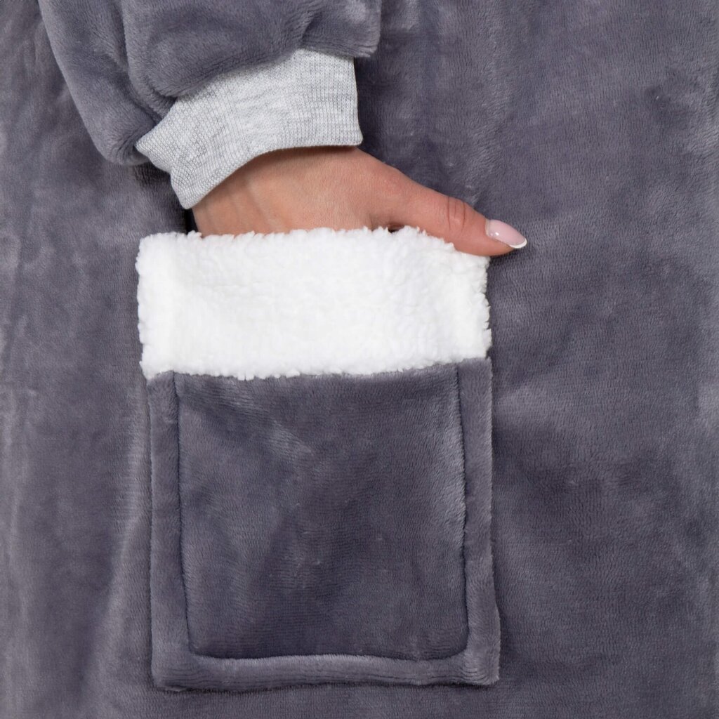 Suuri hupullinen peitto hoodie blanket HA7328 harmaa hinta ja tiedot | Peitot | hobbyhall.fi