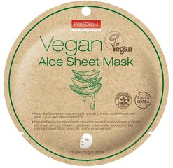 Purederm Vegan Aloe Sheet Mask kangasnaamio 1 kpl hinta ja tiedot | Kasvonaamiot ja silmänalusaamiot | hobbyhall.fi