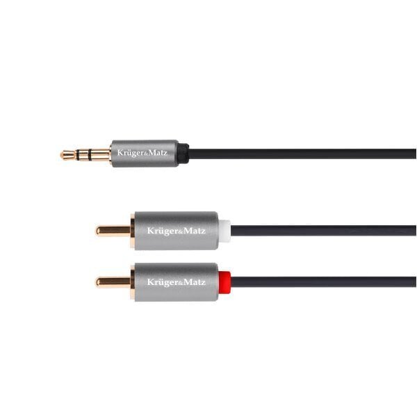 Stereopistoke peruskaapeli 3.5 - 2rca 1 m, Kruger&Matz hinta ja tiedot | Kaapelit ja adapterit | hobbyhall.fi