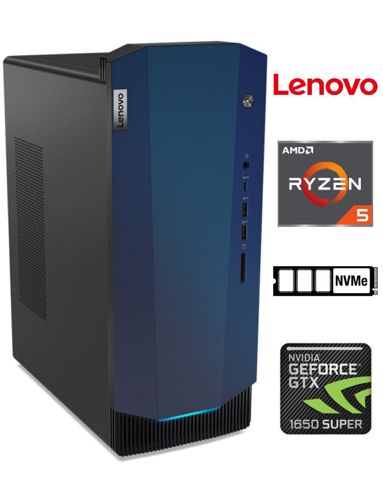 IdeaCentre Gaming 5 Ryzen 5 5600G 16GB 512GB SSD GTX 1650 Windows 10 hinta ja tiedot | Pöytätietokoneet | hobbyhall.fi