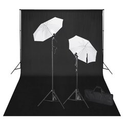 vidaXL Studiosarja mustalla taustakankaalla 600x300 cm & valoilla hinta ja tiedot | Kameratarvikkeet | hobbyhall.fi
