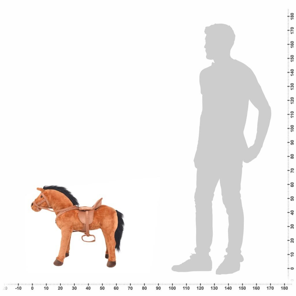 vidaXL Seisova leluhevonen plyysi ruskea hinta ja tiedot | Pehmolelut | hobbyhall.fi