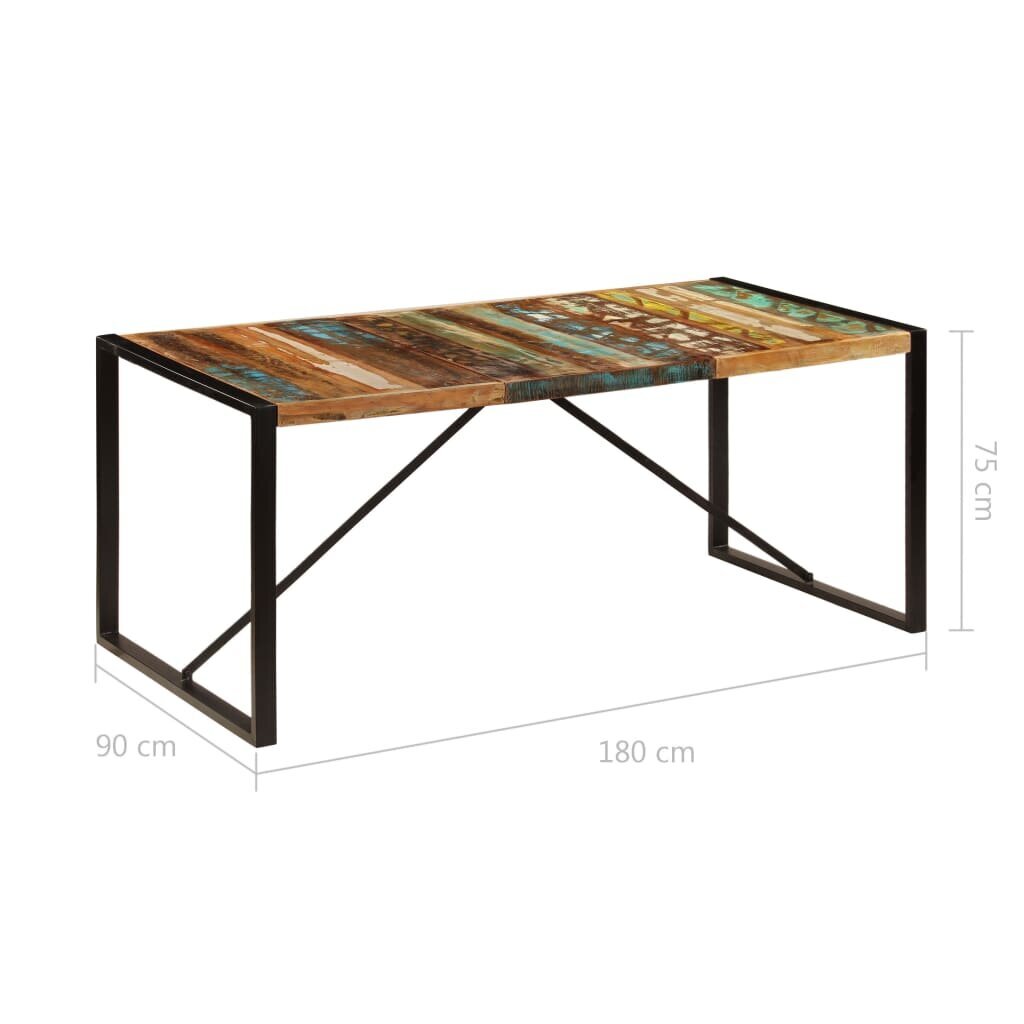 vidaXL Ruokapöytä 180x90x75 cm uusiokäytetty puu hinta ja tiedot | Ruokapöydät | hobbyhall.fi