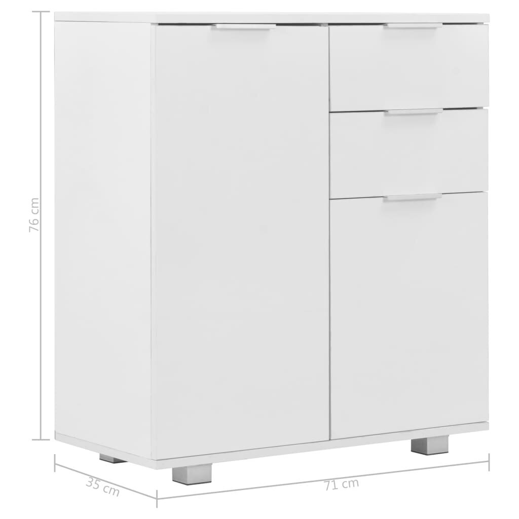 vidaXL Senkki korkeakiiltoinen valkoinen 71x35x80 cm lastulevy hinta ja tiedot | Olohuoneen kaapit ja lipastot | hobbyhall.fi