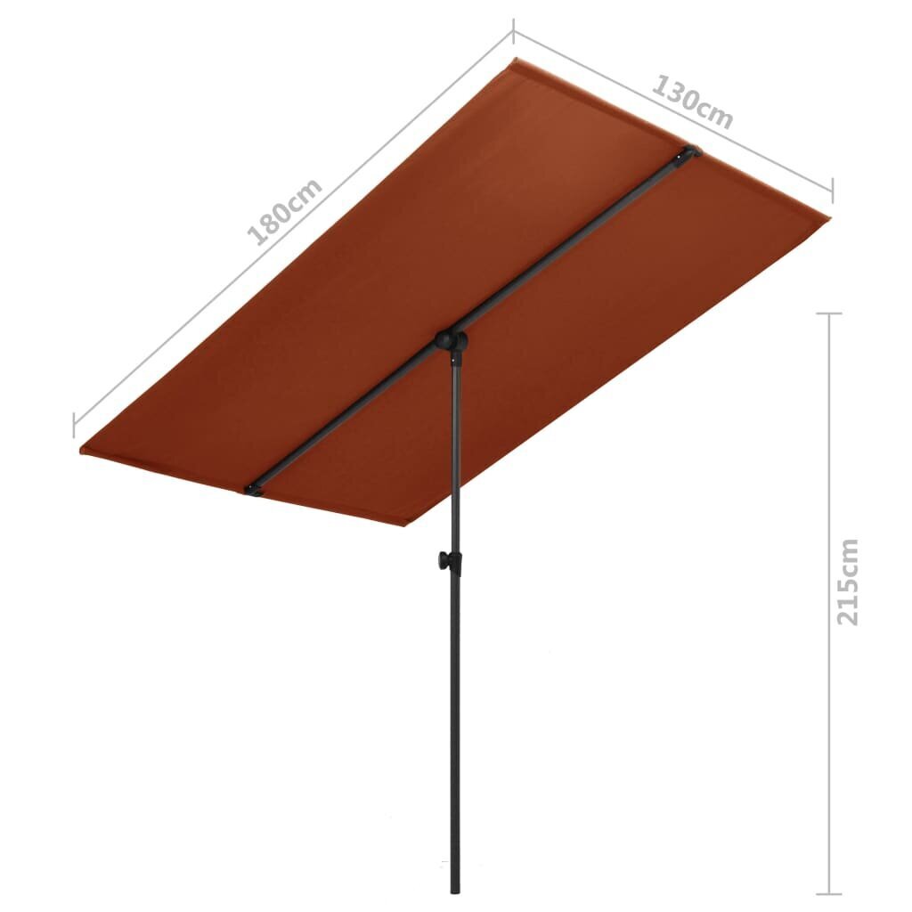 vidaXL Aurinkovarjo alumiinitanko 180x110 cm terrakotta hinta ja tiedot | Aurinkovarjot ja markiisit | hobbyhall.fi