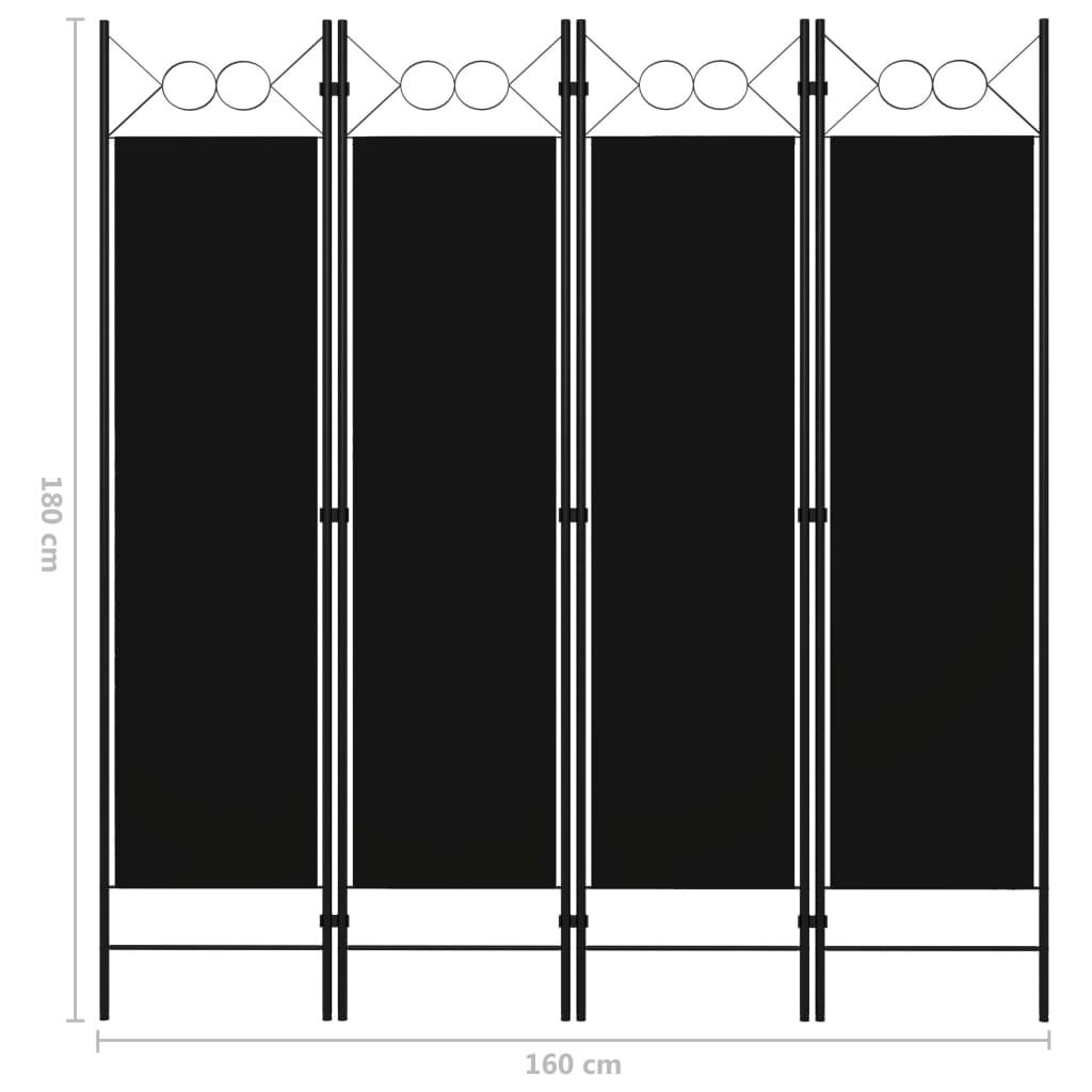 vidaXL 4-paneelinen tilanjakaja musta 160x180 cm hinta ja tiedot | Sermit ja tilanjakajat | hobbyhall.fi
