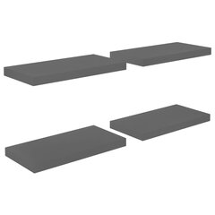 vidaXL Kelluvat seinähyllyt 4 kpl korkeakiilto harmaa 50x23x3,8 cm MDF hinta ja tiedot | Hyllyt | hobbyhall.fi