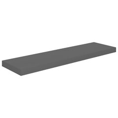 vidaXL Kelluva seinähylly korkeakiilto harmaa 90x23,5x3,8 cm MDF hinta ja tiedot | Hyllyt | hobbyhall.fi