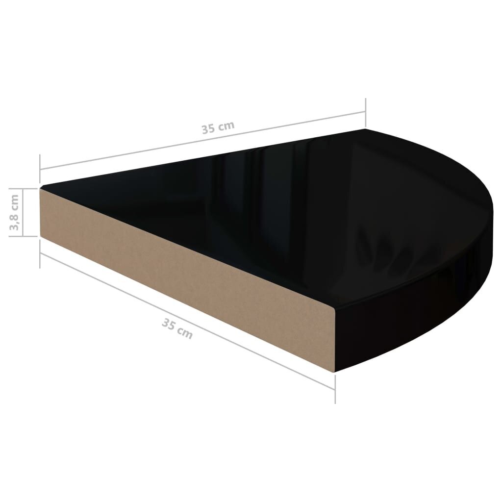 vidaXL Kelluvat kulmahyllyt 4 kpl korkeakiilto musta 35x35x3,8 cm MDF hinta ja tiedot | Hyllyt | hobbyhall.fi