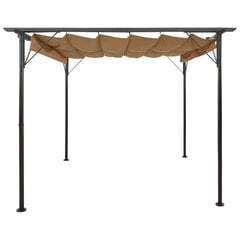 vidaXL Pergola sisäänvedettävä katto taupe 3x3 m teräs 180 g/m² hinta ja tiedot | Puutarhapaviljongit | hobbyhall.fi