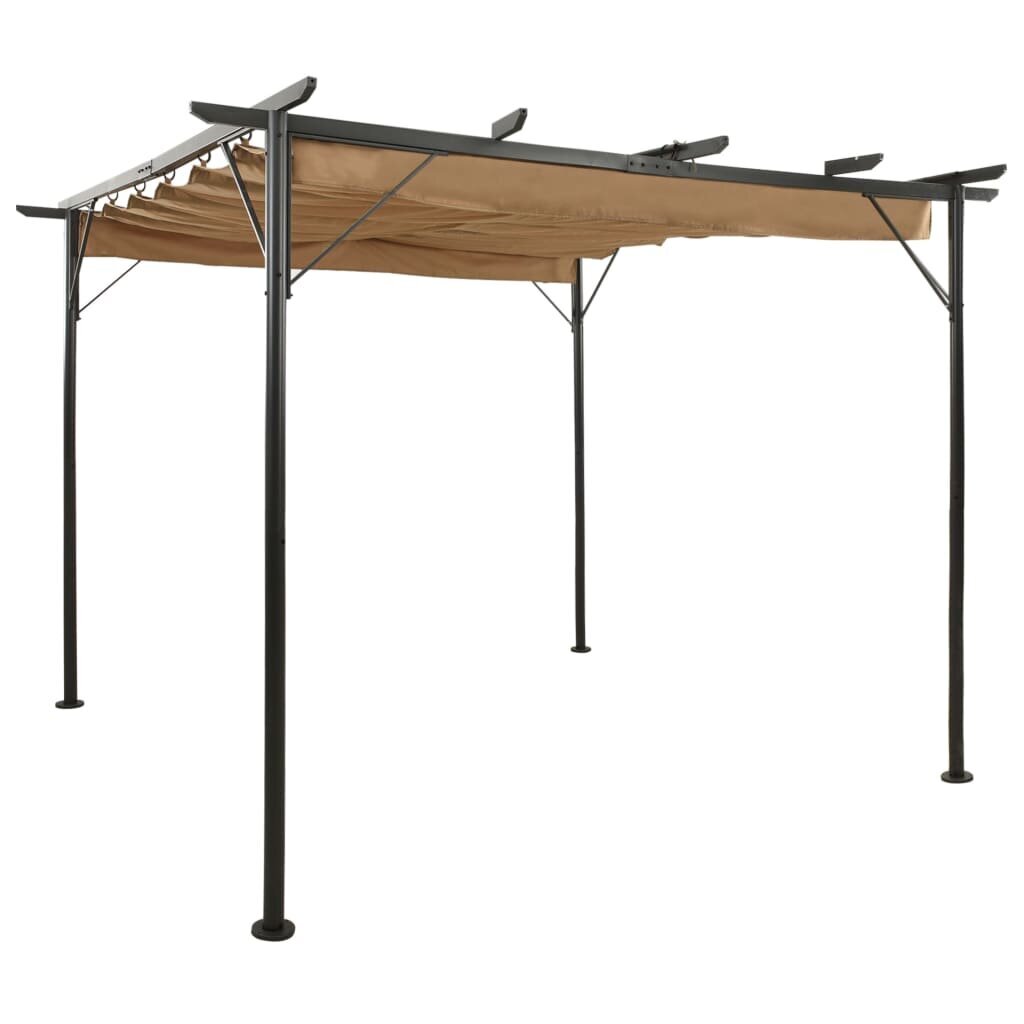 vidaXL Pergola sisäänvedettävä katto taupe 3x3 m teräs 180 g/m² hinta ja tiedot | Puutarhapaviljongit | hobbyhall.fi