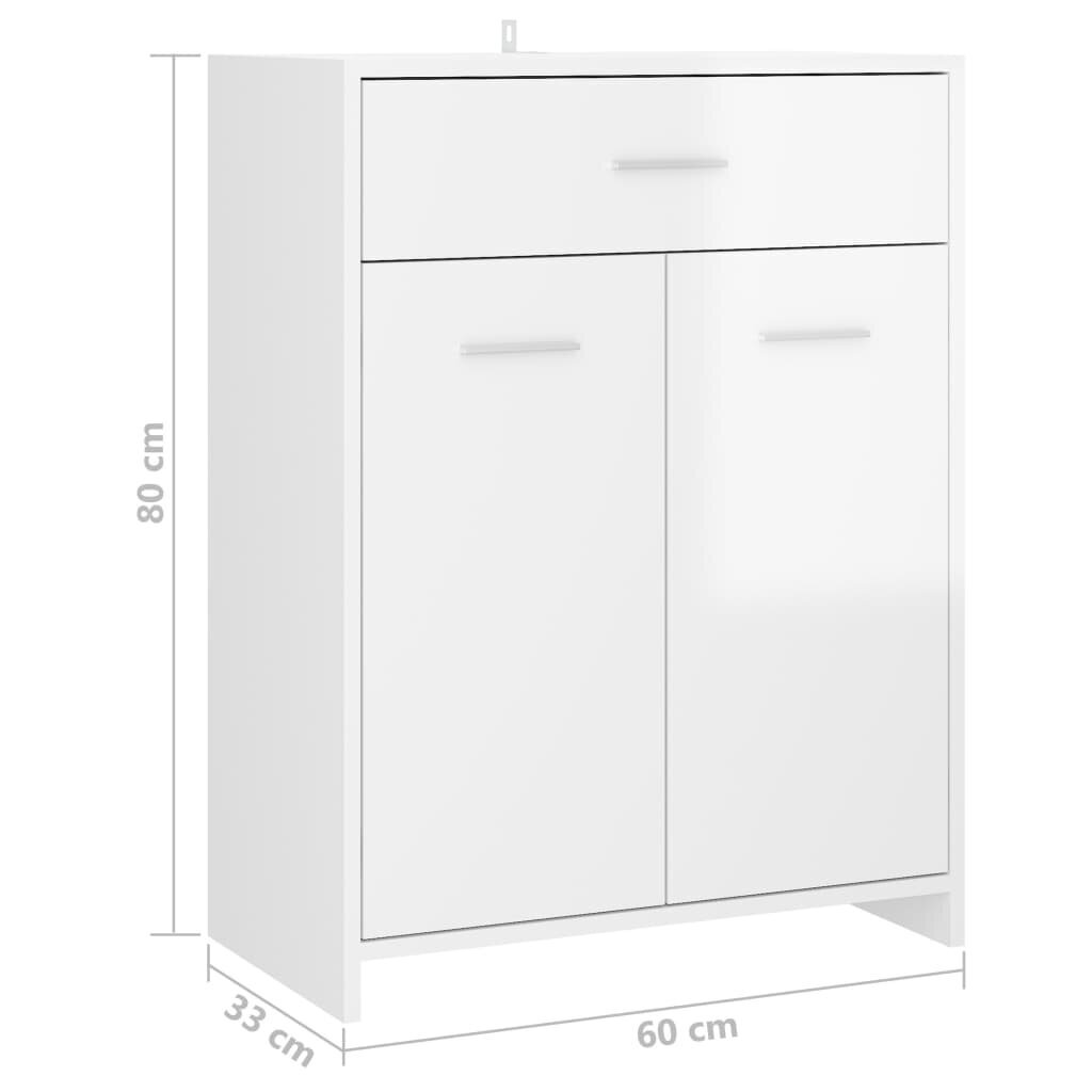 vidaXL Kylpyhuonekaappi korkeakiilto valkoinen 60x33x80 cm lastulevy hinta ja tiedot | Kylpyhuonekaapit | hobbyhall.fi