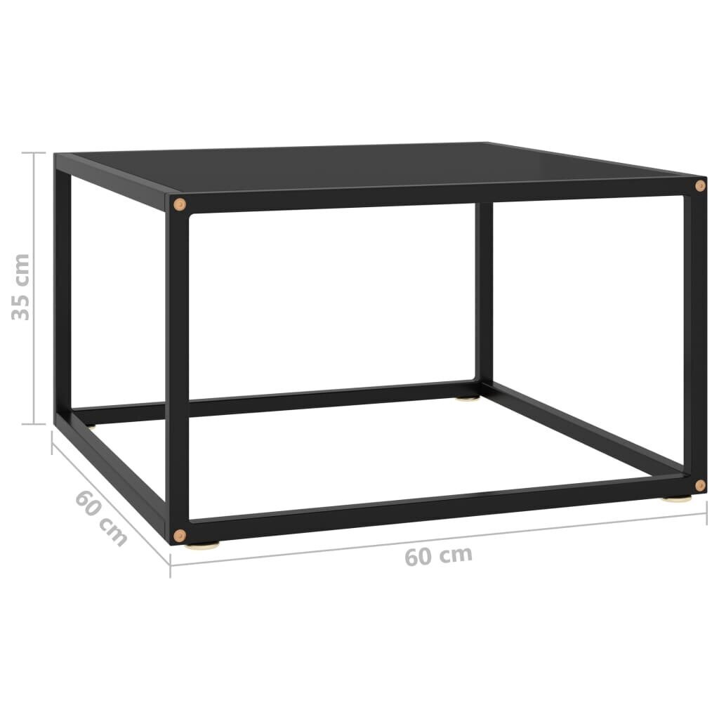 vidaXL Sohvapöytä musta mustalla lasilla 60x60x35 cm hinta ja tiedot | Sohvapöydät | hobbyhall.fi