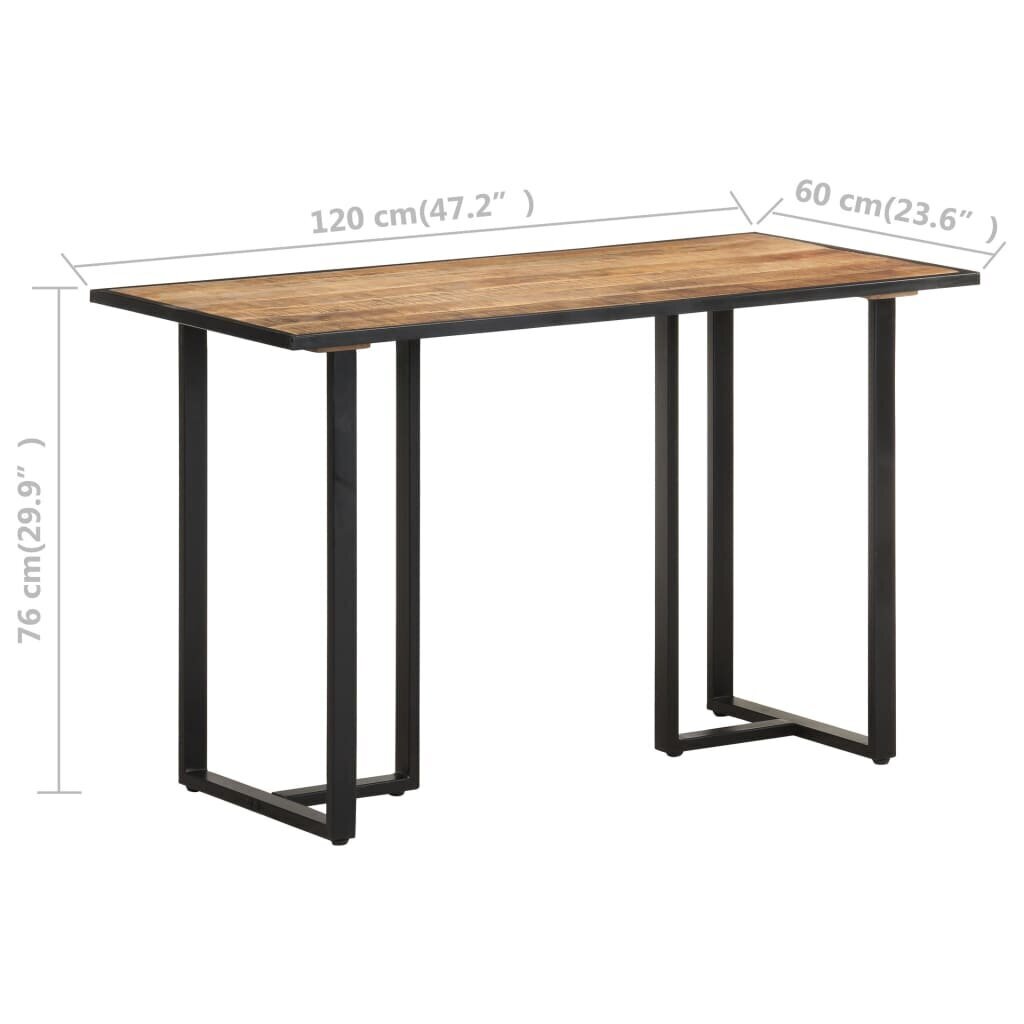 vidaXL Ruokapöytä 120 cm karkea mangopuu hinta ja tiedot | Ruokapöydät | hobbyhall.fi