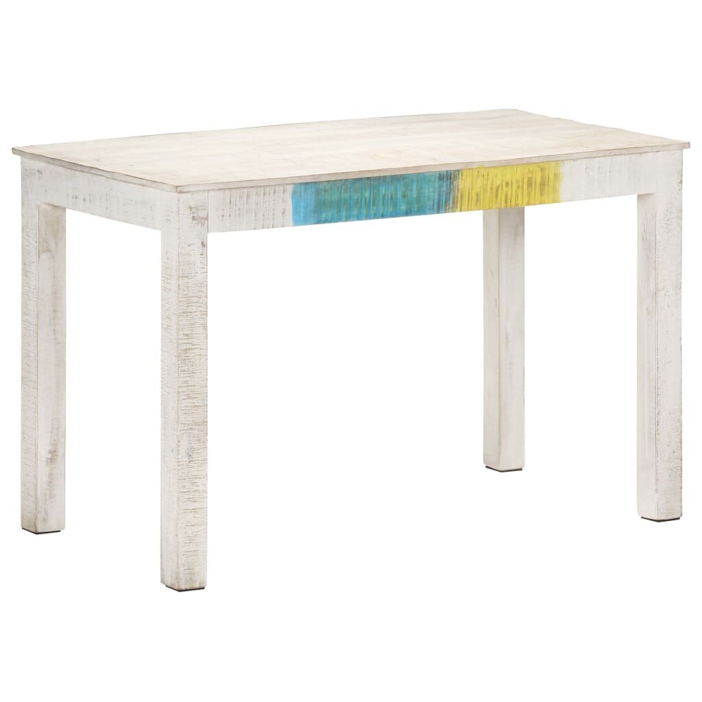 vidaXL Ruokapöytä valkoinen 120x60x76 cm täysi mangopuu hinta ja tiedot | Ruokapöydät | hobbyhall.fi