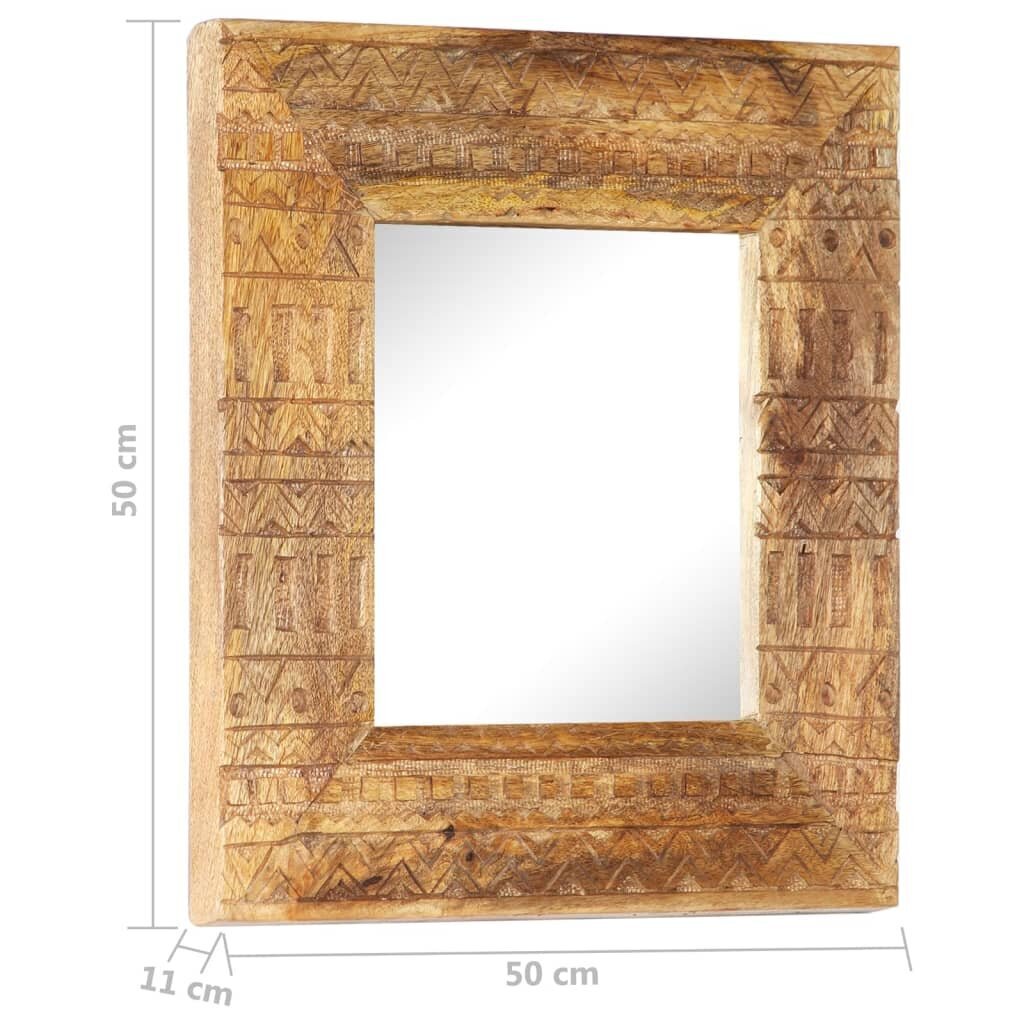 vidaXL Käsinveistetty peili 50x50x2,5 cm täysi mangopuu hinta ja tiedot | Peilit | hobbyhall.fi