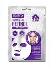 Beauty Formulas Retinol Anti-Aging, Kosteuttava Kankainen kasvonaamio 1 kpl. hinta ja tiedot | Beauty Formulas Hajuvedet ja kosmetiikka | hobbyhall.fi