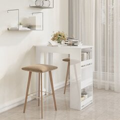 vidaXL Baaripöytä säilytystelineellä korkeakiilto valk 102x50x103,5 cm hinta ja tiedot | Ruokapöydät | hobbyhall.fi
