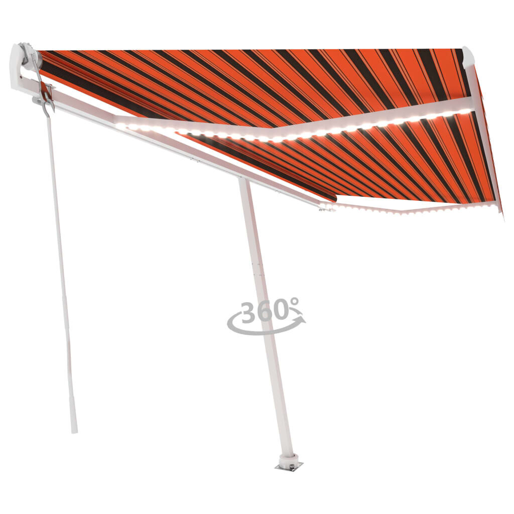 vidaXL Sisäänkelattava markiisi LED/tuulisens. 500x350cm oranssi/rusk. hinta ja tiedot | Aurinkovarjot ja markiisit | hobbyhall.fi