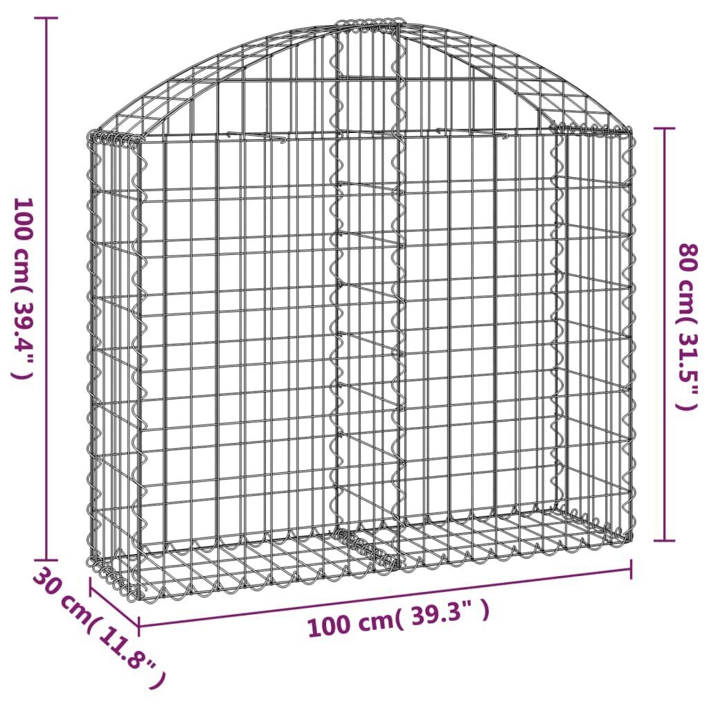 vidaXL Kaareva kivikori 100x30x80/100 cm galvanoitu rauta hinta ja tiedot | Aidat ja tarvikkeet | hobbyhall.fi