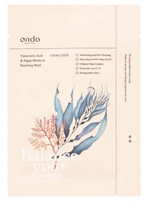 Kosteuttava lehtinaamio Ondo Beauty 36.5 Hyaluronihappo & Levät, 25 ml hinta ja tiedot | Kasvonaamiot ja silmänalusaamiot | hobbyhall.fi