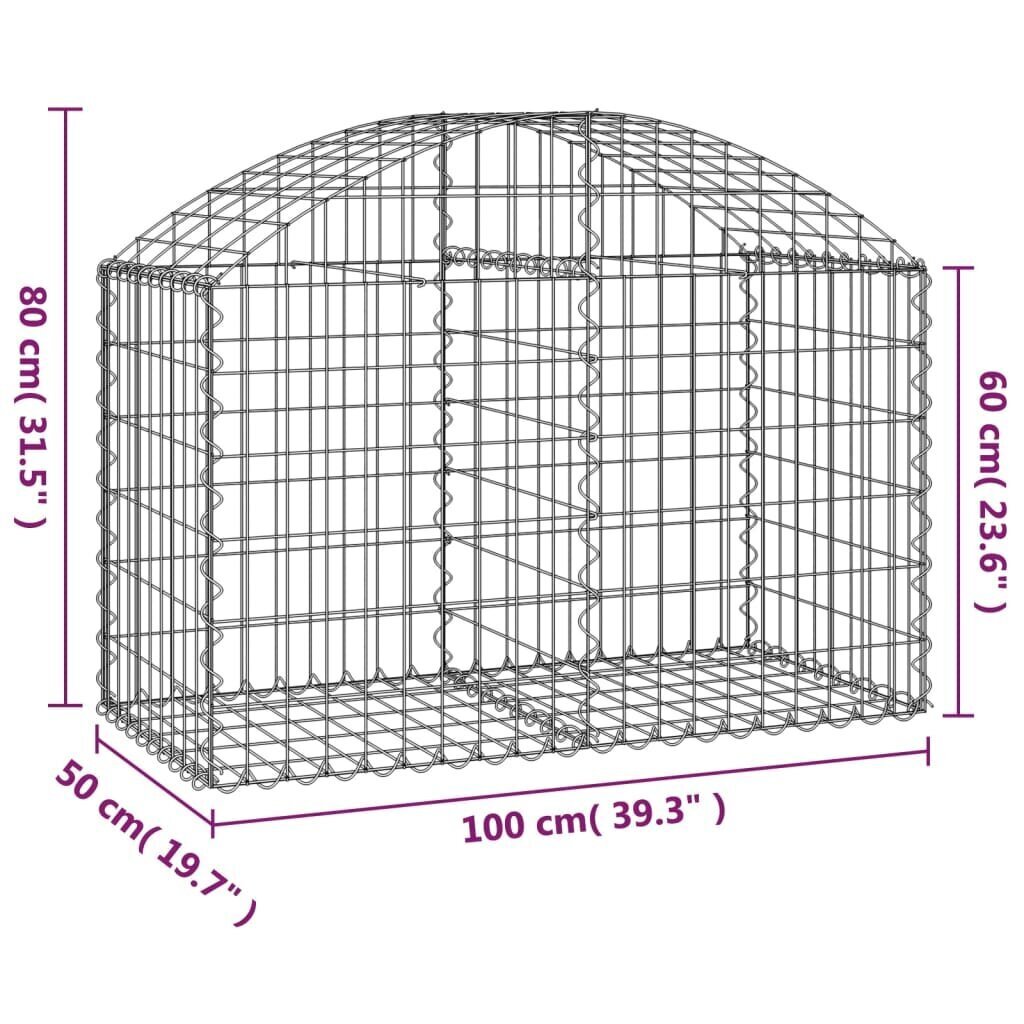 vidaXL Kaareva kivikori 100x50x60/80 cm galvanoitu rauta hinta ja tiedot | Kukkalaatikot | hobbyhall.fi