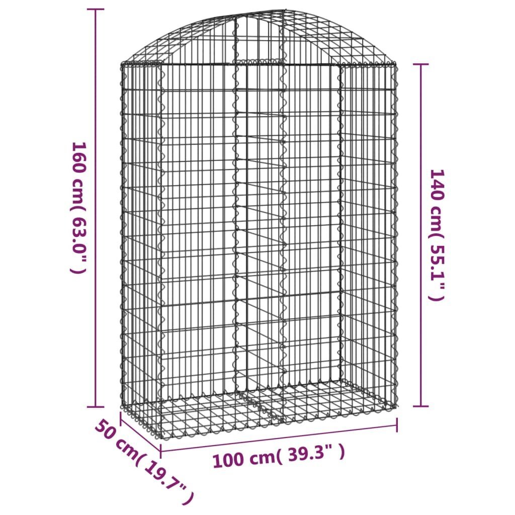 vidaXL Kaareva kivikori 100x50x140/160 cm galvanoitu rauta hinta ja tiedot | Aidat ja tarvikkeet | hobbyhall.fi