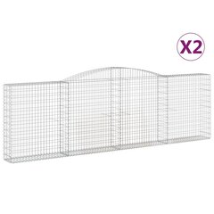 vidaXL Kaarevat kivikorit 2 kpl 400x30x120/140 cm galvanoitu rauta hinta ja tiedot | Aidat ja tarvikkeet | hobbyhall.fi