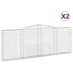 vidaXL Kaarevat kivikorit 2 kpl 400x30x140/160 cm galvanoitu rauta hinta ja tiedot | Aidat ja tarvikkeet | hobbyhall.fi