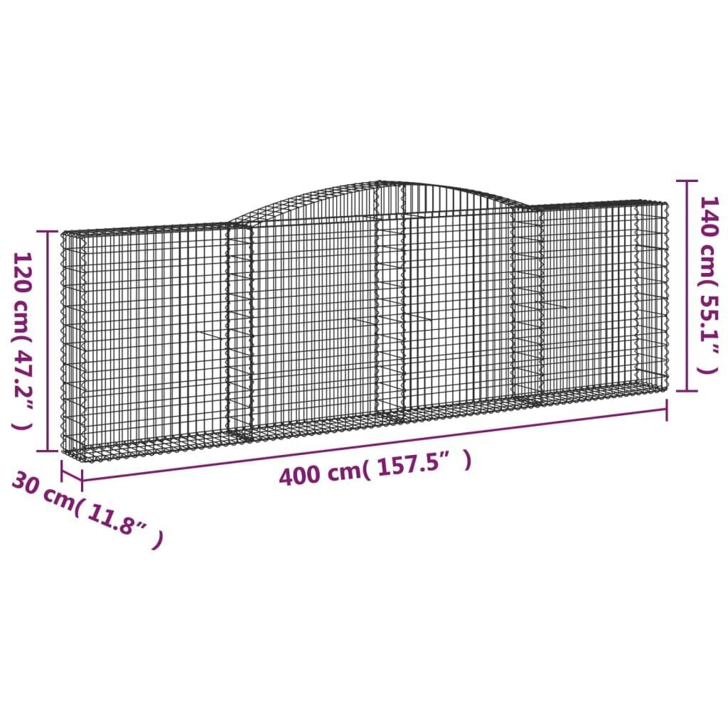 vidaXL Kaarevat kivikorit 5 kpl 400x30x120/140 cm galvanoitu rauta hinta ja tiedot | Aidat ja tarvikkeet | hobbyhall.fi