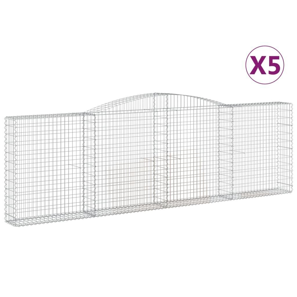 vidaXL Kaarevat kivikorit 5 kpl 400x30x120/140 cm galvanoitu rauta hinta ja tiedot | Aidat ja tarvikkeet | hobbyhall.fi