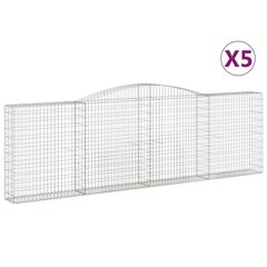 vidaXL Kaarevat kivikorit 5 kpl 400x30x120/140 cm galvanoitu rauta hinta ja tiedot | Aidat ja tarvikkeet | hobbyhall.fi