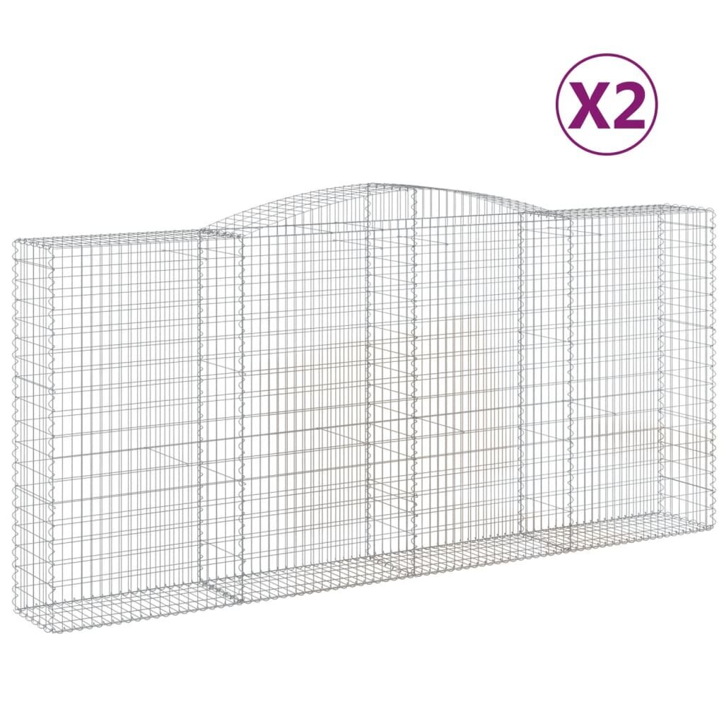 vidaXL Kaarevat kivikorit 2 kpl 400x50x180/200 cm galvanoitu rauta hinta ja tiedot | Aidat ja tarvikkeet | hobbyhall.fi