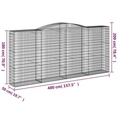 vidaXL Kaarevat kivikorit 2 kpl 400x50x180/200 cm galvanoitu rauta hinta ja tiedot | Aidat ja tarvikkeet | hobbyhall.fi