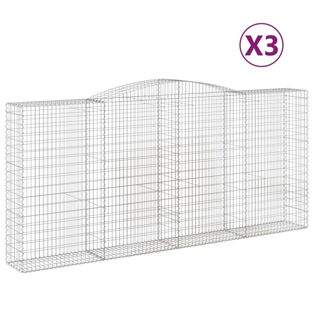 vidaXL Kaarevat kivikorit 3 kpl 400x50x180/200 cm galvanoitu rauta hinta ja tiedot | Aidat ja tarvikkeet | hobbyhall.fi