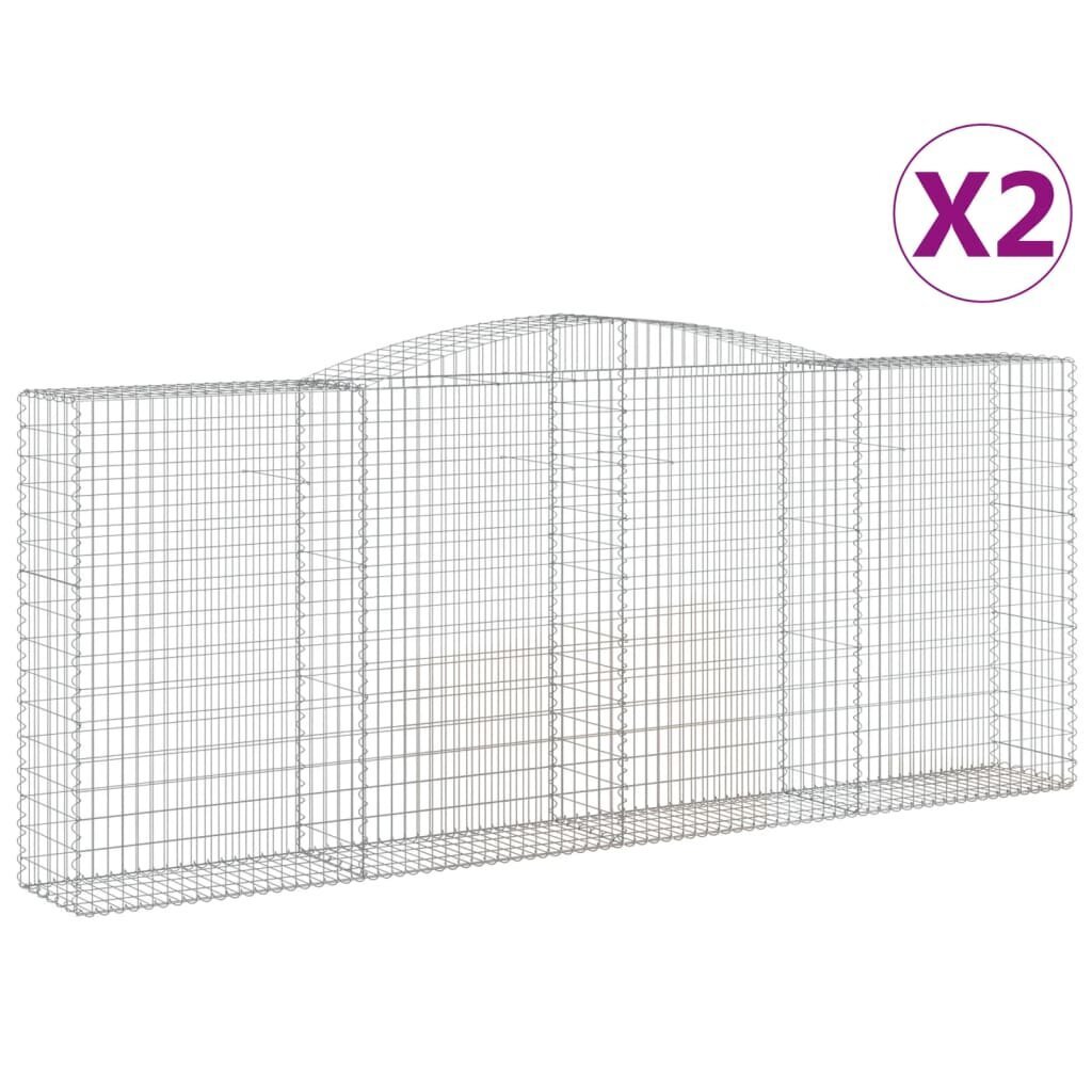 vidaXL Kaarevat kivikorit 2 kpl 400x50x160/180 cm galvanoitu rauta hinta ja tiedot | Aidat ja tarvikkeet | hobbyhall.fi