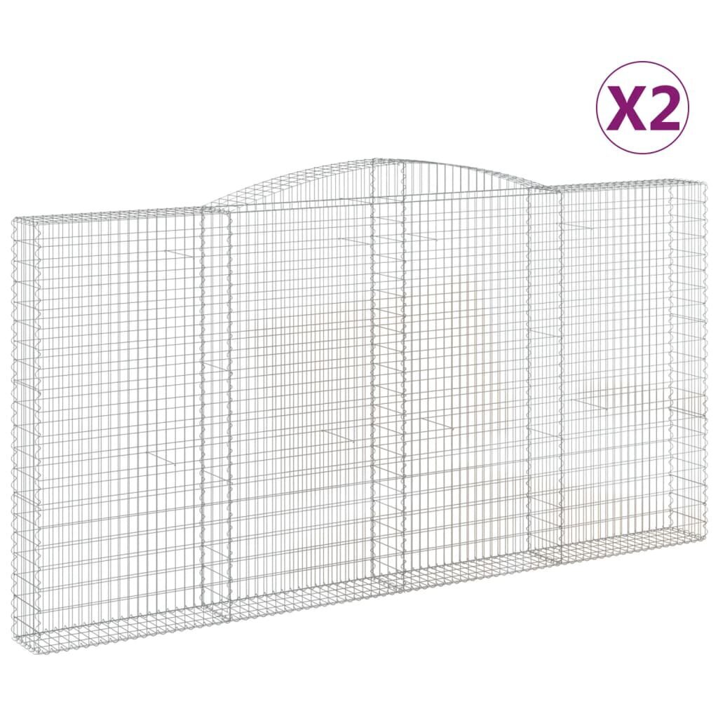 vidaXL Kaarevat kivikorit 2 kpl 400x30x200/220 cm galvanoitu rauta hinta ja tiedot | Aidat ja tarvikkeet | hobbyhall.fi