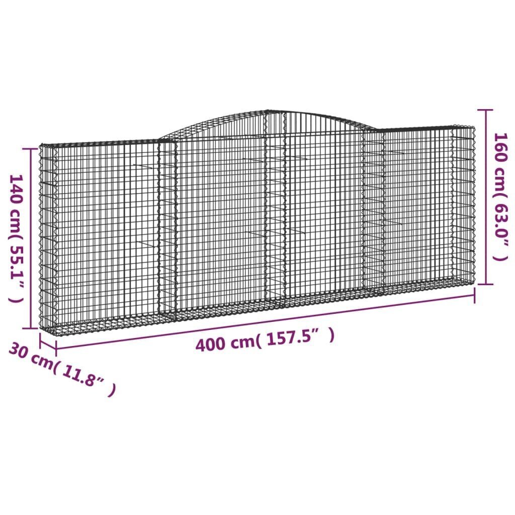 vidaXL Kaarevat kivikorit 5 kpl 400x30x140/160 cm galvanoitu rauta hinta ja tiedot | Aidat ja tarvikkeet | hobbyhall.fi