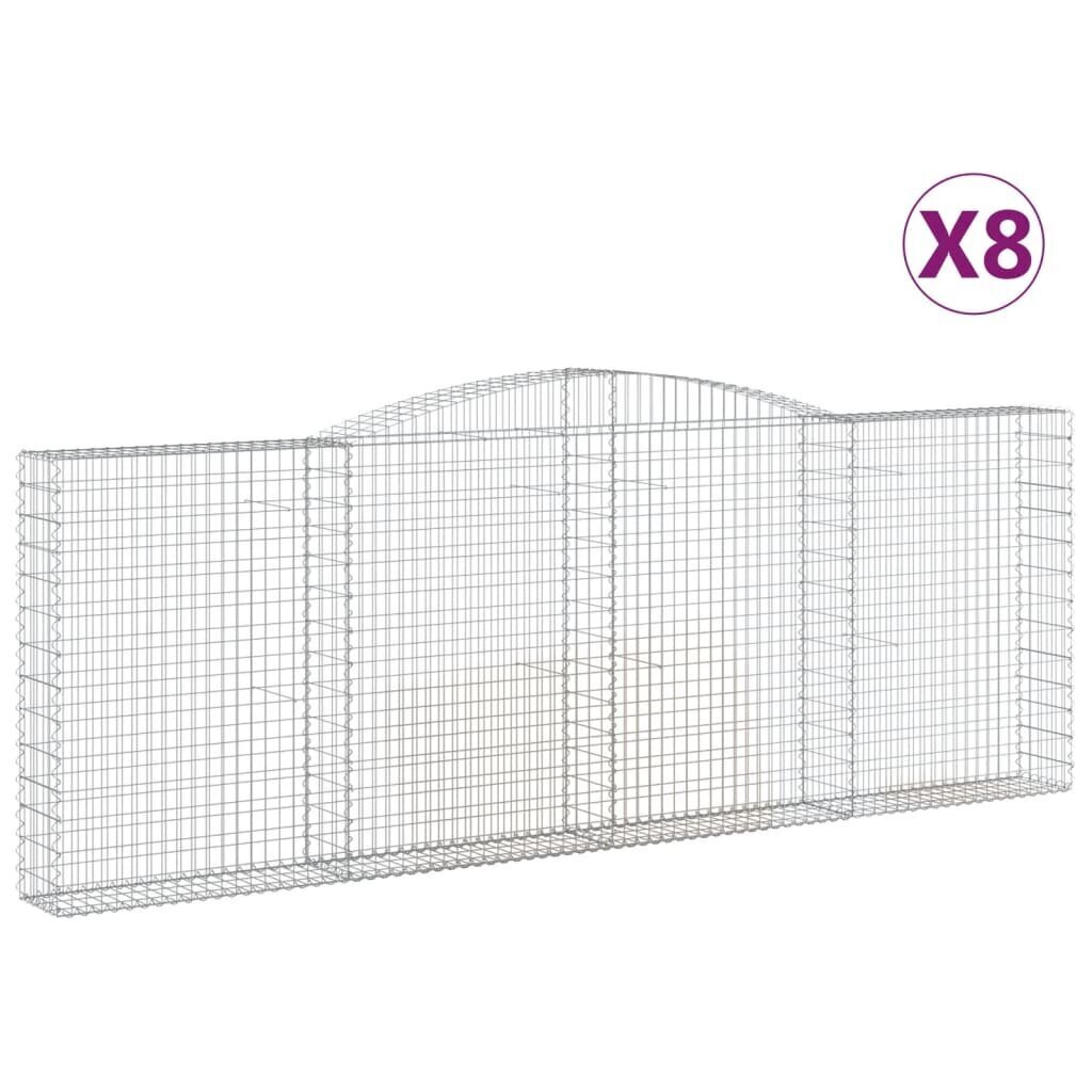 vidaXL Kaarevat kivikorit 8 kpl 400x30x140/160 cm galvanoitu rauta hinta ja tiedot | Aidat ja tarvikkeet | hobbyhall.fi