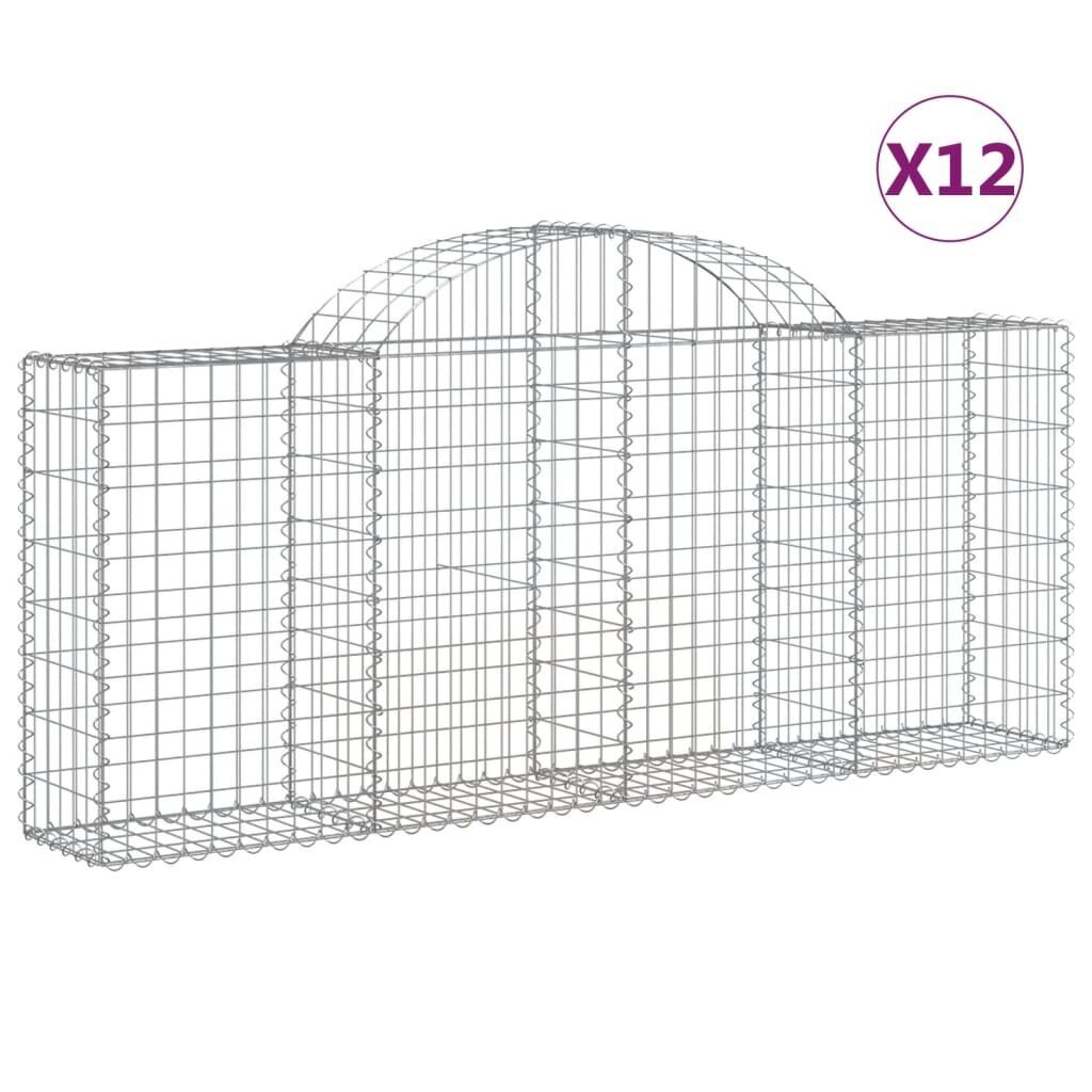 vidaXL Kaarevat kivikorit 12 kpl 200x30x80/100 cm galvanoitu rauta hinta ja tiedot | Aidat ja tarvikkeet | hobbyhall.fi