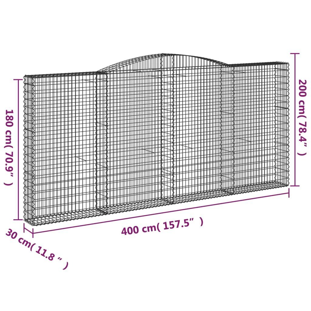 vidaXL Kaarevat kivikorit 5 kpl 400x30x180/200 cm galvanoitu rauta hinta ja tiedot | Aidat ja tarvikkeet | hobbyhall.fi