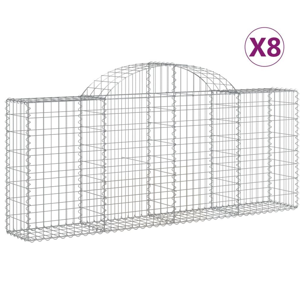 vidaXL Kaarevat kivikorit 8 kpl 200x30x80/100 cm galvanoitu rauta hinta ja tiedot | Aidat ja tarvikkeet | hobbyhall.fi