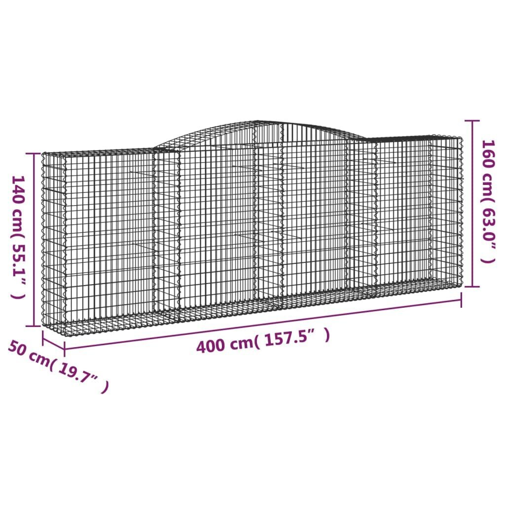 vidaXL Kaarevat kivikorit 10 kpl 400x50x140/160 cm galvanoitu rauta hinta ja tiedot | Aidat ja tarvikkeet | hobbyhall.fi