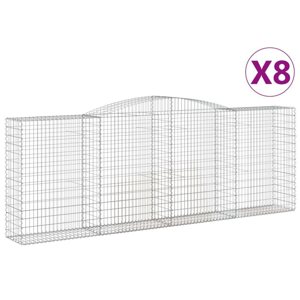 vidaXL Kaarevat kivikorit 8 kpl 400x50x140/160 cm galvanoitu rauta hinta ja tiedot | Aidat ja tarvikkeet | hobbyhall.fi