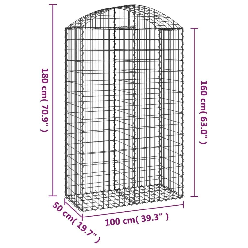 vidaXL Kaareva kivikori 100x50x160/180 cm galvanoitu rauta hinta ja tiedot | Aidat ja tarvikkeet | hobbyhall.fi