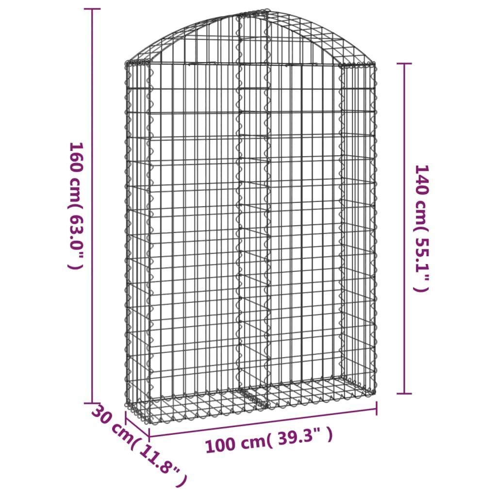 vidaXL Kaareva kivikori 100x30x140/160 cm galvanoitu rauta hinta ja tiedot | Aidat ja tarvikkeet | hobbyhall.fi