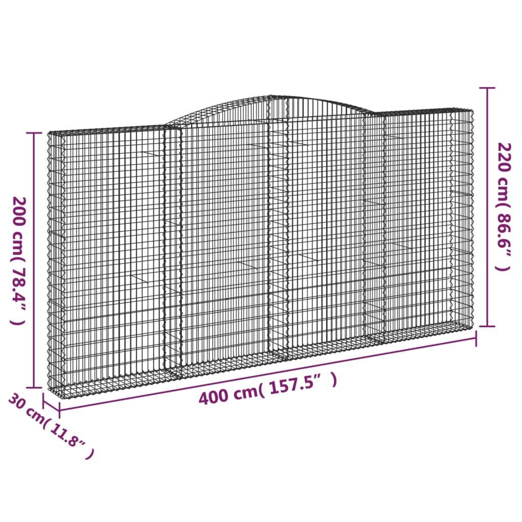 vidaXL Kaarevat kivikorit 3 kpl 400x30x200/220 cm galvanoitu rauta hinta ja tiedot | Aidat ja tarvikkeet | hobbyhall.fi