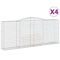 vidaXL Kaarevat kivikorit 4 kpl 400x50x160/180 cm galvanoitu rauta hinta ja tiedot | Aidat ja tarvikkeet | hobbyhall.fi